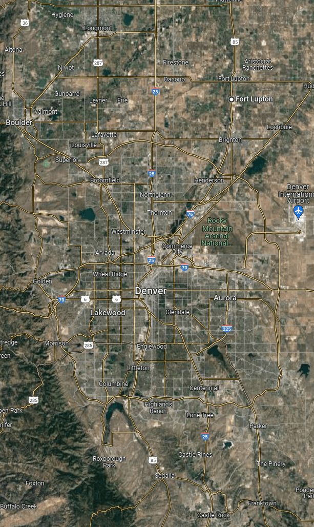Service map — Longmont to Castle Rock